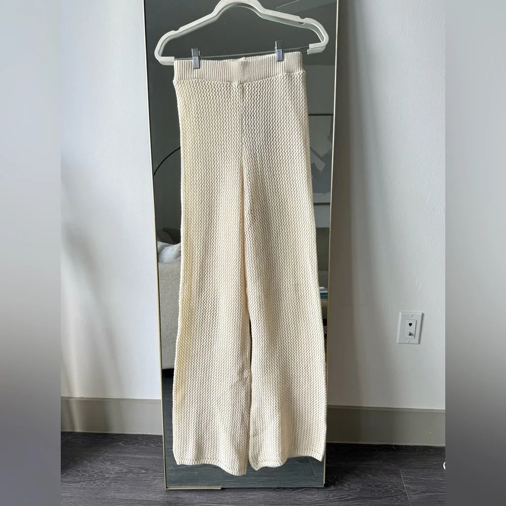 MISS SELFRIDGE ASOS Crochet Wide Leg High Waisted Ivory Beach Pant